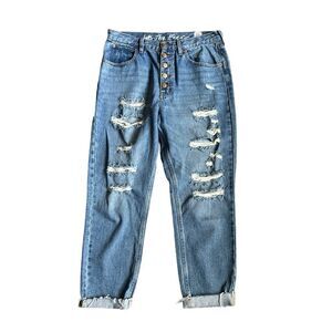 We the free distressed high rise mom jeans